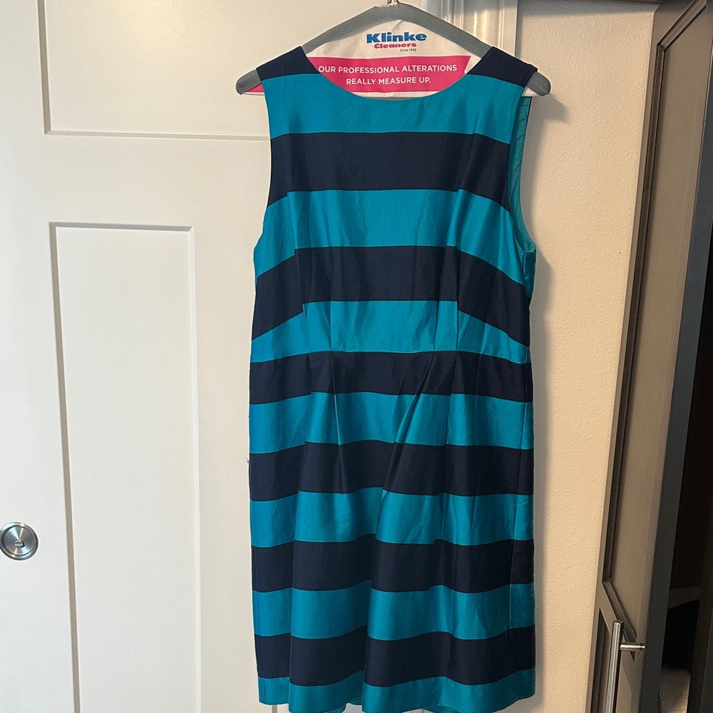 Sail to Sable Striped Blue and Black Midi Dress